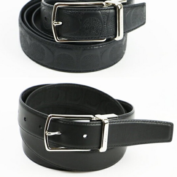 NEW COACH Men Logo Signature Leather Dress Belt - Picture 2 of 8
